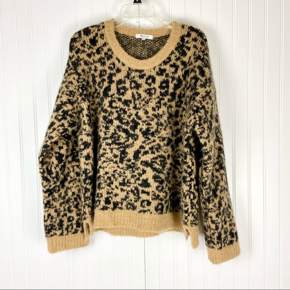 NWT Madewell Long Sleeve Crewneck Pullover Sweater in Leopard - Picture 5 of 7